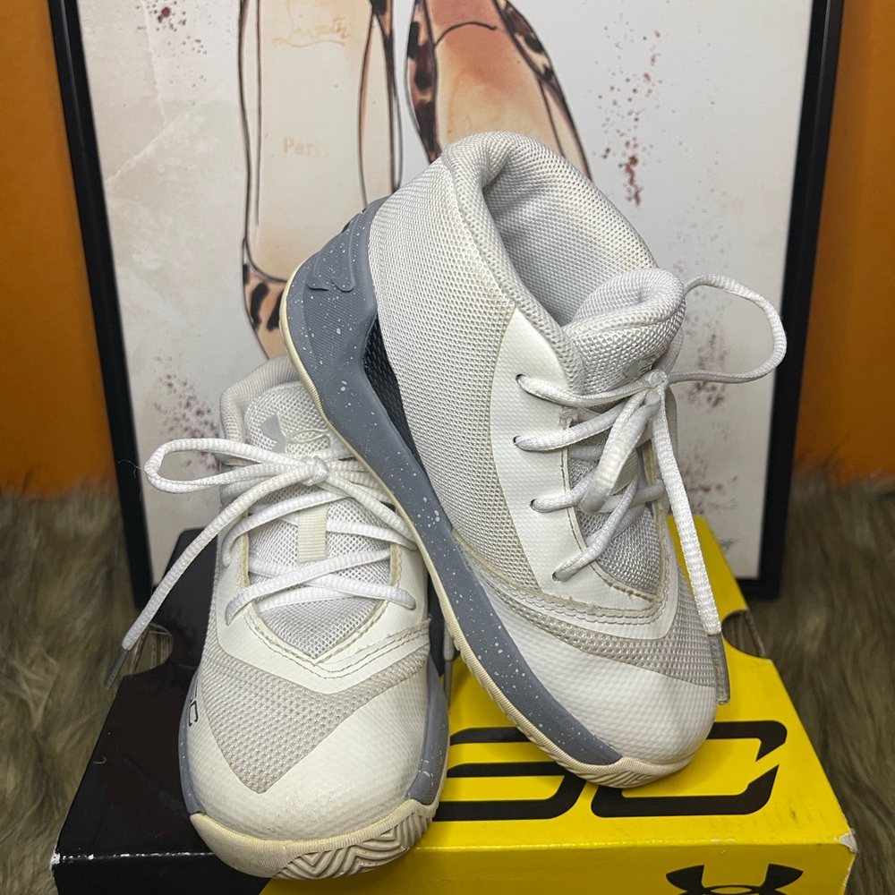 Under Armour White and Gray High-Top Sneakers Toddlers